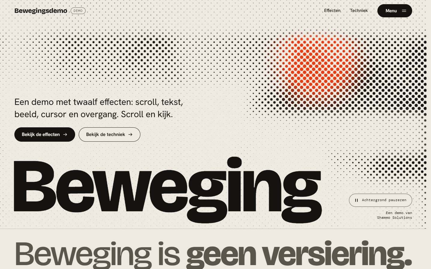 Screenshot of the Bewegingsdemo